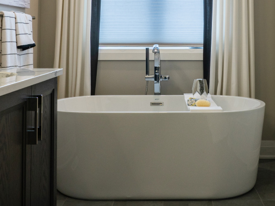 Freestanding bathtub, included in the design for all Meadowlily Ensuites.