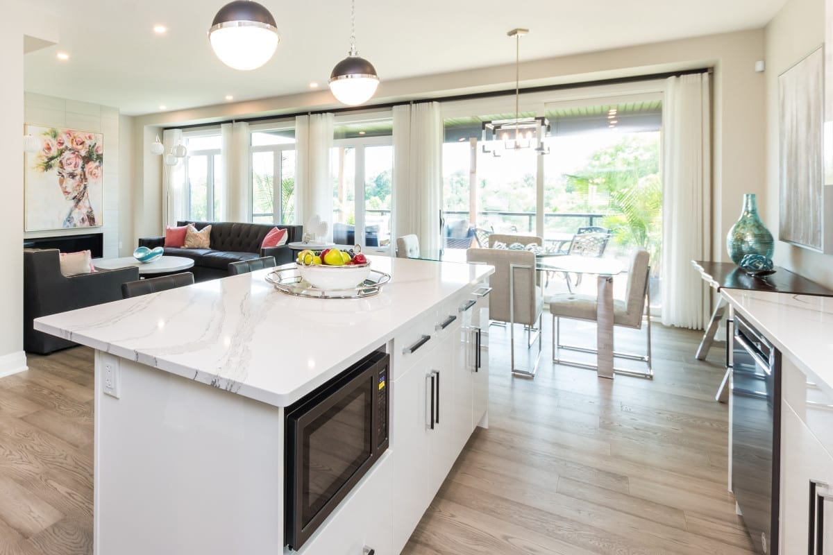 Meadowlily kitchen, with sleek modern appliances situated to maximize convenience.