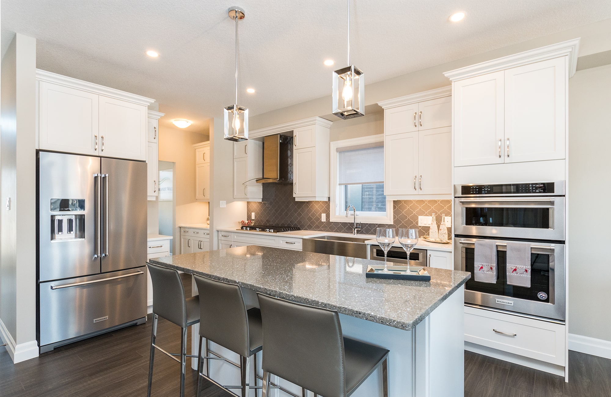 Model home Kitchen at Rembrandt Walk, a single family condo community in north London.
