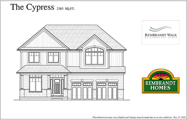 Rembrandt Walk - The Cypress 2383 SQ. FT. Front view