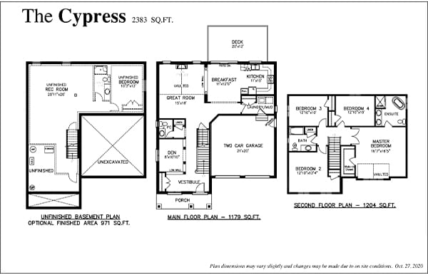 Rembrandt Walk Cypress 2383 SQ. FT. Floor Plan
